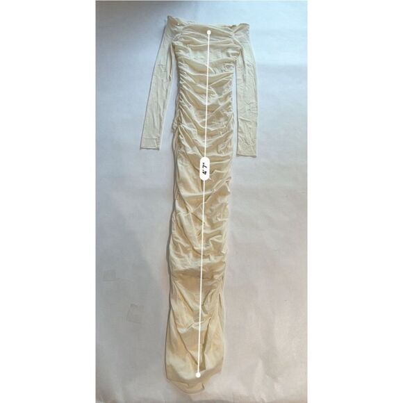 BUMPSUIT NEW Off The Shoulder Soft Mesh Maternity Dress in Ivory - Picture 10 of 16